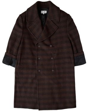 MM6 by Maison Margiela Checked Wool Blend Coat S52Aa0190M35472001F" - Black