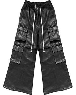 77 Studios M.I.M Convertible Waxed Cargo Trousers 77S003" - Black