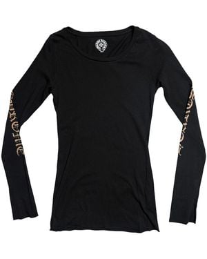 Chrome Hearts Scroll Logo Long-Sleeve T-Shirt Bronze" Chrm1841" - Black