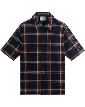 Kith Shadow Plaid Boxy Collared Overshirt "Nocturnal" Khm010305 413" - Black