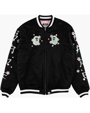 A Bathing Ape Sakura Souvenir Jacket M140009 C" - Black