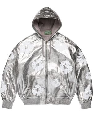 DENIM TEARS Leather Cotton Wreath Zip Hoodie Dt645" - Black