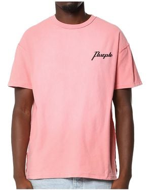 Purple Brand Textured Inside Out Graphic T-Shirt P101 Tjfs326" - Pink