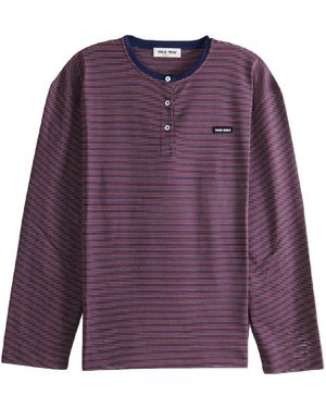 Miu Miu Striped Jersey T-Shirt Garnet" Mjla72 14Rt F05Op" - Purple