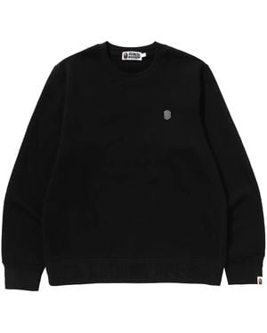 A Bathing Ape One Point Crewneck Sweatshirt 001Swl801306Mblk" - Black