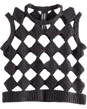 Rick Owens Sarutanya Sleeveless Top "Dark Dust" Ro02F5687 Wssehk 78" - Black