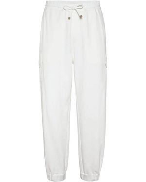 Brunello Cucinelli Cotton-Blend Track Trousers Brun1133" - Black