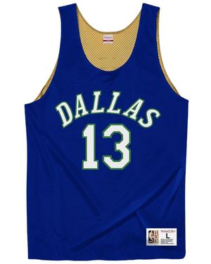 Mitchell & Ness Nba Reversible Mesh Tank "2003 Dallas Mavericks Steve Nash" Msrvmi19003 Dmarygd03Sna" - Blue