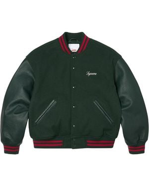 Supreme Cross Varsity Jacket "Dark" Su28518" - Green