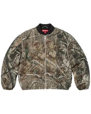 Supreme Zip Off Sleeve Quilted Bomber Jacket "Realtree Camo" Su25896" - Green