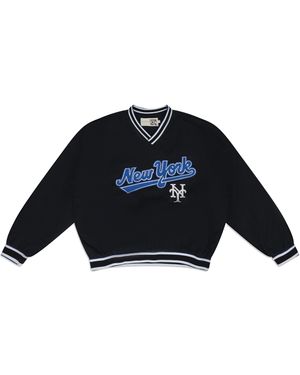 Aimé Leon Dore New York Mets Nylon V-Neck Pullover Jersey Ss24Wj035 Jet" - Black