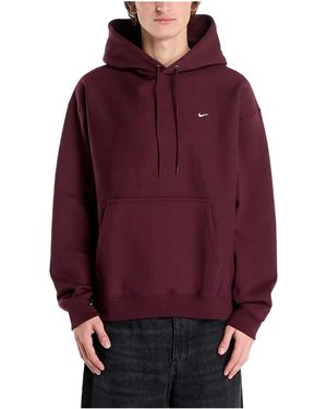 Nike Solo Swoosh Fleece Hoodie "Burgundy Crush" Hv1082 652" - Red