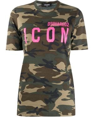 DSquared² Cotton T-Shirt "Camouflage Print" S80Gc0008-S23723-963" - Black