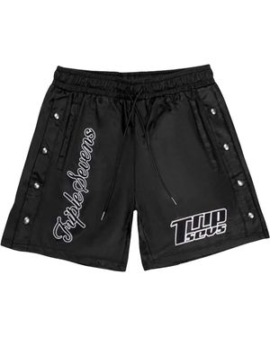 Triple Sevens Nylon Button Up Shorts Ts7034" - Black