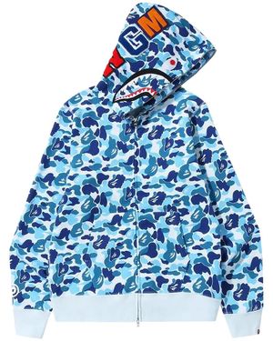 A Bathing Ape Abc Camo Shark Full Zip Hoodie 1J30 115 007" - Blue