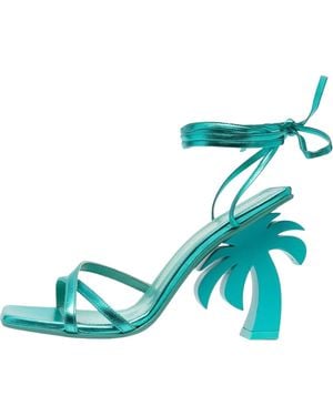 Palm Angels Palm Tree Strapped Heel "Turqoise" Pwih012S23Lea0014300" - Black
