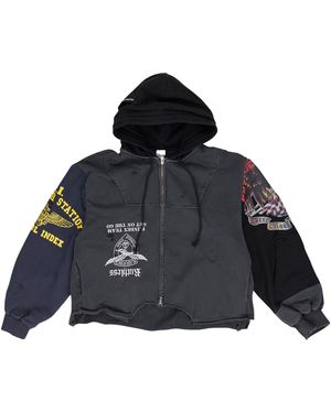 Protocol Index Upside Down Zip Hoodie Pi00004" - Black