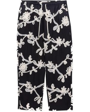 Honor The Gift Floral Ribbon Ankle Trousers Htg260126 Blk" - Black