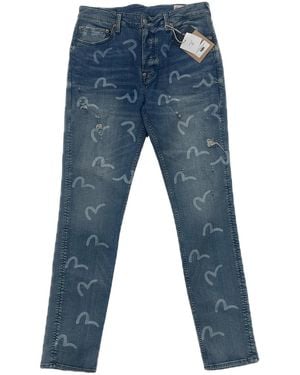 Evisu Allover Seagull Print Denim Jeans 2Esosm1Je12117" - Black