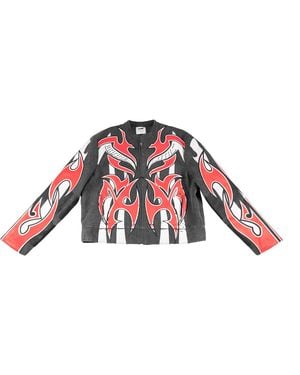Warren Lotas Plastisol Puff Printed Armour Jacket 35900_Bkrd" - Black