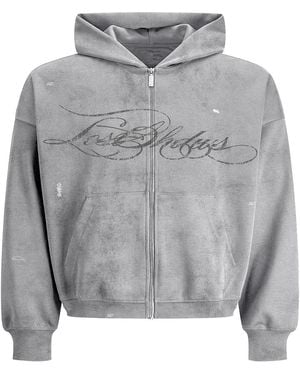 LOSTSHDWS Distressed Script Hoodie Lst 21 22712" - Black