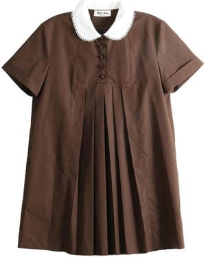 Miu Miu Poplin Dress "Ebony" Mf6401 10Rg F0192" - Black
