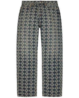 DENIM TEARS Baggy Jacquard Wreath Denim Pant Dt599" - Black