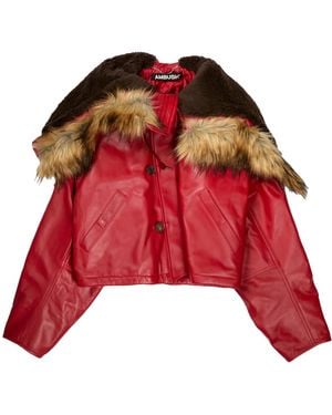 Ambush Leather Cropped N3B Jacket 12115561" - Red