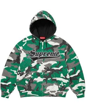 Supreme Quilted Zip Up Hooded Sweatshirt "Fw25 - Green