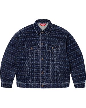 Supreme Flocked Denim Trucker Jacket "Fw24 - Blue