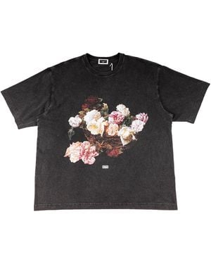 Kith New Order Florals Vintage Alex Tee Khm035095 001" - Black