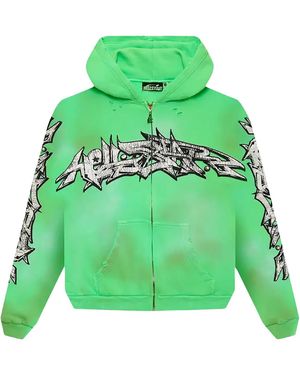 HELLSTAR Graffiti Zip-Up Hoodie Hsr318" - Green