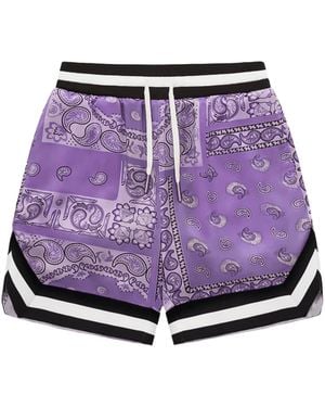 A Bathing Ape Edition Paisley Silk Shorts Bbpssp" - Purple