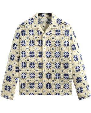 Kith Adonis Camp Collar Button-Down Long Sleeve Shirt "Current" 226" - Black