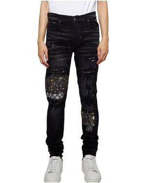 Amiri Paint Splatter Patched Jeans "Aged" Aw22Mds009 023" - Black