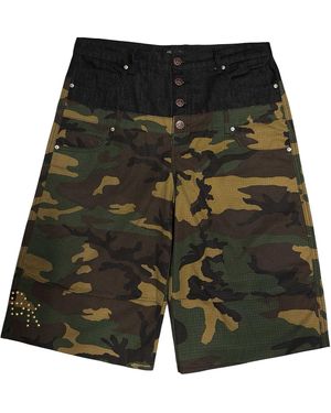 Boredom Kills Double Waisted Shorts "Camouflage" Bk030" - Black