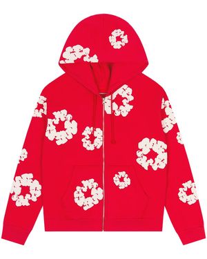 DENIM TEARS Cotton Wreath Zip Hoodie Dt156" - Red