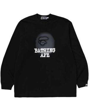 A Bathing Ape Bathing Ape Logo Relaxed Fit Sweatshirt 001Ltl801311Mblk" - Black