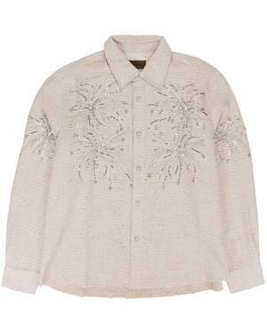 BIRTH OF ROYAL CHILD Fireworks Beaded Diamond Button-Down Shirt Bc25Ssls05" - Black
