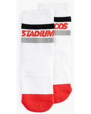 Stadium Goods Striped Crew Socks "red Toe" - White