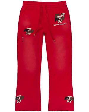 RETROVERT Exclusive Patch Flare Joggers Exclusive Patch Flare" - Red