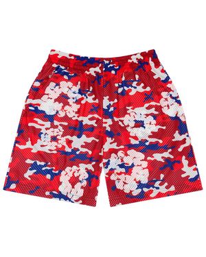 DENIM TEARS Camo Cotton Wreath Mesh Shorts Dt175" - Red
