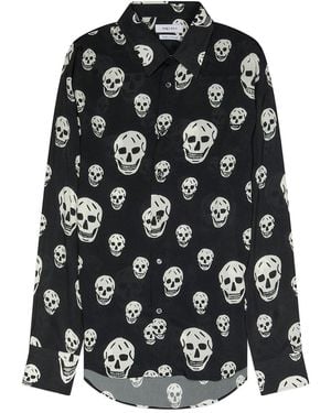 McQueen All Over Skulls Button Down Shirt Ivory" Am004" - Black