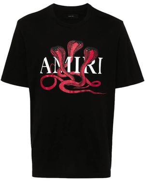 Amiri Glitter Snake Logo T-Shirt Amjyte1086 706" - Black