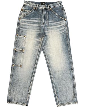 THUG CLUB Washed Denim Trousers Tc23Pt0606" - Black