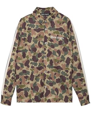 Palm Angels Camo Track Shirt "Military Pmga104F21Fab0055601" - Black
