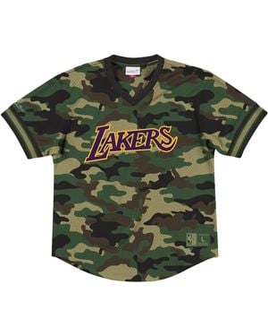 Mitchell & Ness Nba Mesh V-Neck T-Shirt "Los Angeles Lakers - Green