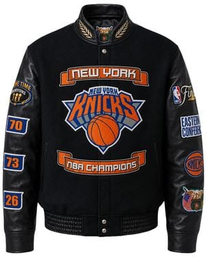 Jeff Hamilton New York Knicks 2026 Nba Champions Wool & Leather Jacket Jfhm002" - Black