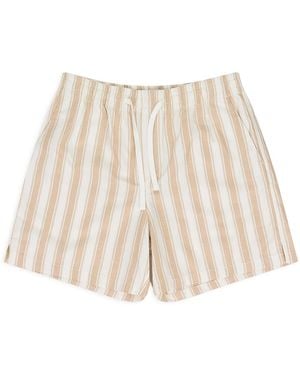 Aimé Leon Dore Striped Drawstring Shorts "Khaki/ Ss23Wr009 Khaki Stripe" - Black