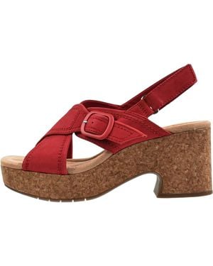 Clarks Nerisa Pace Sandals "Cherry Nubuck" 26182582" - Red